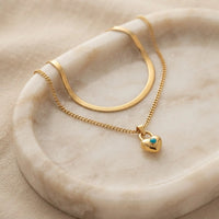 Minimalist Heart Pendant 2-Layer Necklace - Anti-Tarnish Gold-Plated