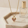 Pink Heart Lock Necklace - Anti-Tarnish Gold Plated Beaded Chain