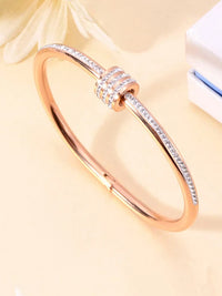 Korean Style Triple Ring Rose Gold Plated Bangle - Anti Tarnish