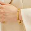 Bamboo Design Gold Plated Open Cuff Bracelet | Anti-Tarnish Korean Style Bangle