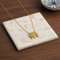 Geometric Fan Bar Pendant Necklace | Anti-Tarnish Gold Plated | Minimalist Korean Style