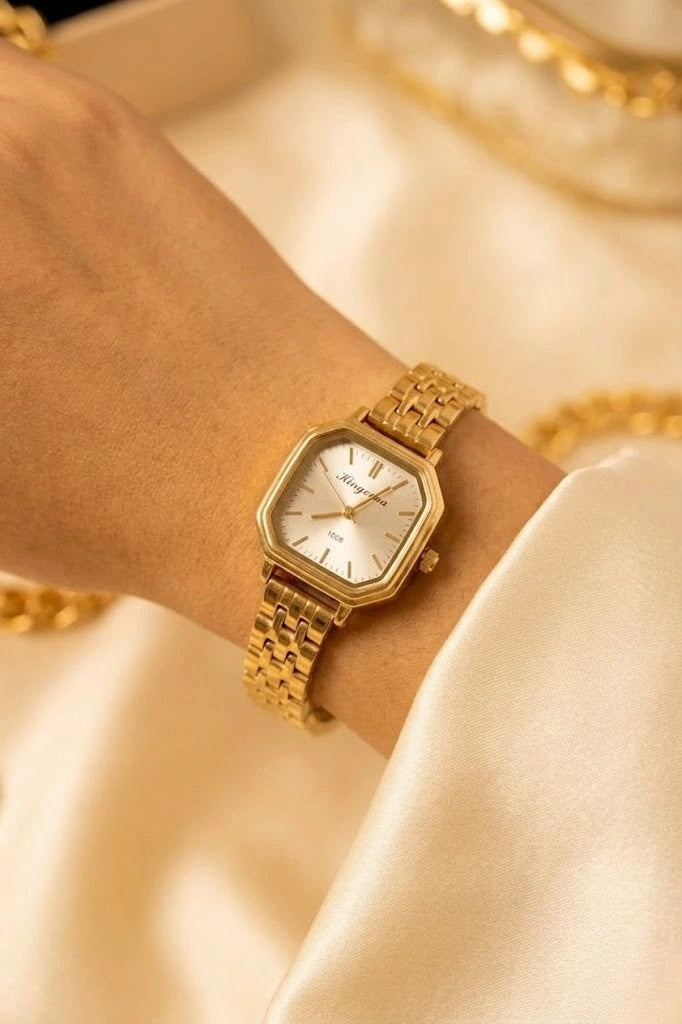 Luxe Vintage Octagon Gold Watch | Anti-Tarnish & 18K Gold Plated