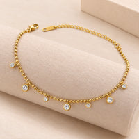 Zircon Beaded Charm Bracelet | Anti-Tarnish Gold-Plated