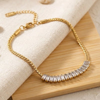 Baguette Crystal Anti-Tarnish Gold-Plated Bracelet