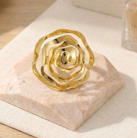Statement Rose Floral Ring - Anti Tarnish Finish