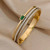 Emerald Green Zircon Layered Bracelet - Anti-Tarnish Gold-Plated Bangle