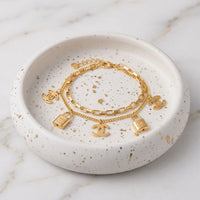 Layered Lock Charm Bracelet - Anti-Tarnish Gold Plated