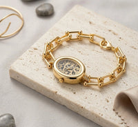 Anti-Tarnish Gold Plated Leopard Dial Chain Watch Bracelet | Moncheri Jewels