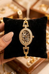 Leopard Print Oval Dial Anti-Tarnish Gold Plated Watch for Women