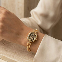 Vintage Leopard Dial Anti-Tarnish Gold Plated Chain Watch