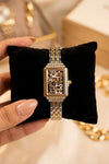 Leopard Print Rectangular Dial Analog Watch - Jewelry Watch