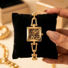 Leopard Print Square Dial Chain Watch - Anti-Tarnish Gold Plated