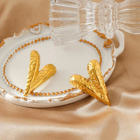 Hammered V-Shape Gold Plated Stud Earrings | Anti-Tarnish Stainless Steel | Geometric Korean Minimalist Design