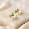 Coquette Green Bow & Lily of the Valley Floral Earrings