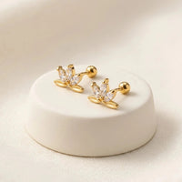 Lotus Blossom Crystal Stud Earrings - Anti-Tarnish Gold Plated