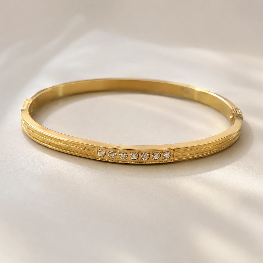 Lumina Crystal Studded Anti-Tarnish Gold Plated Bracelet for Women