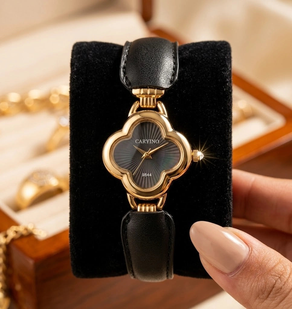 Luxe Clover Gold Plated Anti Tarnish Vintage Watch