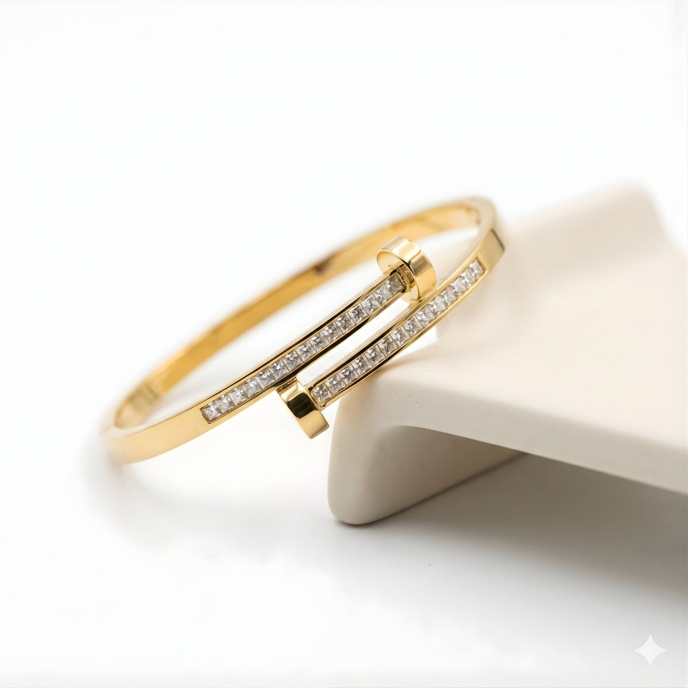 Studded Nail Design Anti-Tarnish Bangle | Crystal Wrap Bracelet