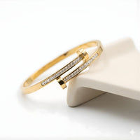 Studded Nail Design Anti-Tarnish Bangle | Crystal Wrap Bracelet