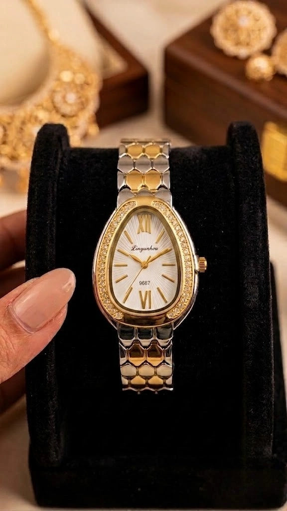 Luxe Serpenti Anti-Tarnish Watch – 18K Gold Plated Dual-Tone Snake Chain Watch