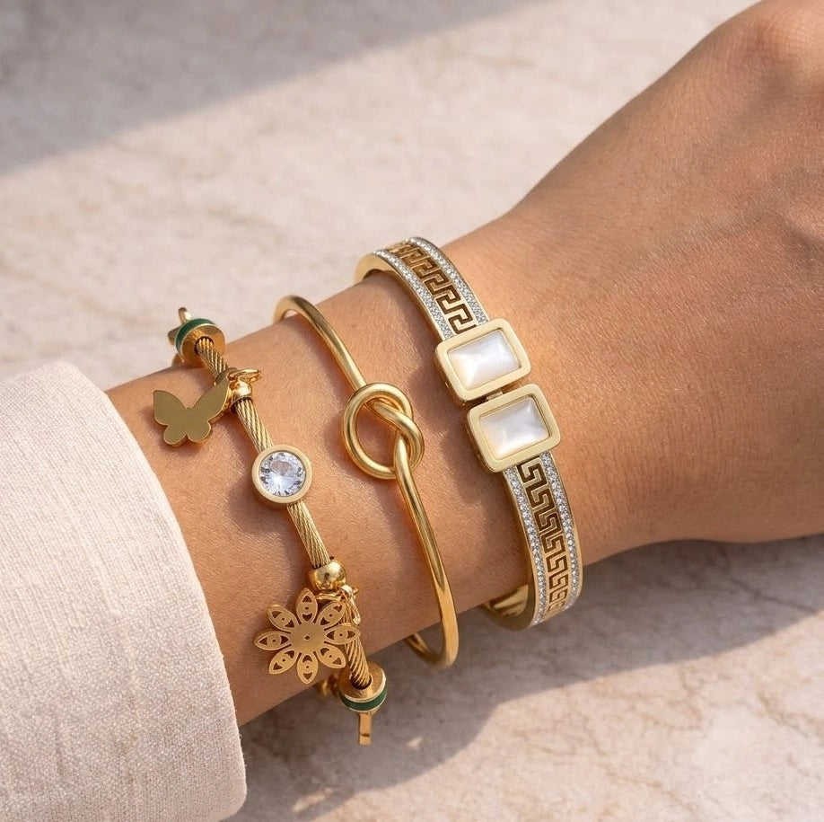 Radiant Minimalist Luxe 3-Piece Anti-Tarnish Gold Plated Bracelet Stack