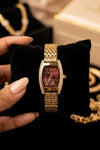 Luxury Wine Red Dial Roman Numeral Tonneau Watch – Anti-Tarnish Gold Plated