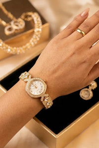 Moncheri Jewels Exquisite Anti-Tarnish Gold Plated Studded Watch for Women