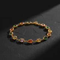 Multicolor Teardrop Crystal Bracelet - Anti-Tarnish Gold Plated Stainless Steel Chain