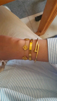 The Ultimate Golden Stack - 3 Pc Combo (Clover, Nail & Screw Bangle) | Anti-Tarnish & Waterproof