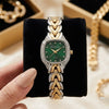 Moncheri Emerald Vintage Dual-Tone Anti-Tarnish Gold Plated Bracelet Watch