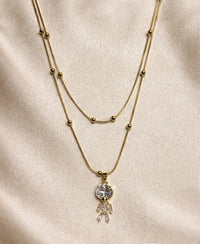 Crystal Teddy Bear Layered Necklace | Anti-Tarnish Gold Plated Chain for Women