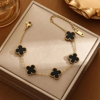 Black Clover Bracelet - Anti-Tarnish 18K Gold Plated | Lucky Four Leaf Charm