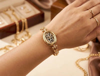 Anti-Tarnish Gold Plated Leopard Dial Chain Watch Bracelet | Moncheri Jewels