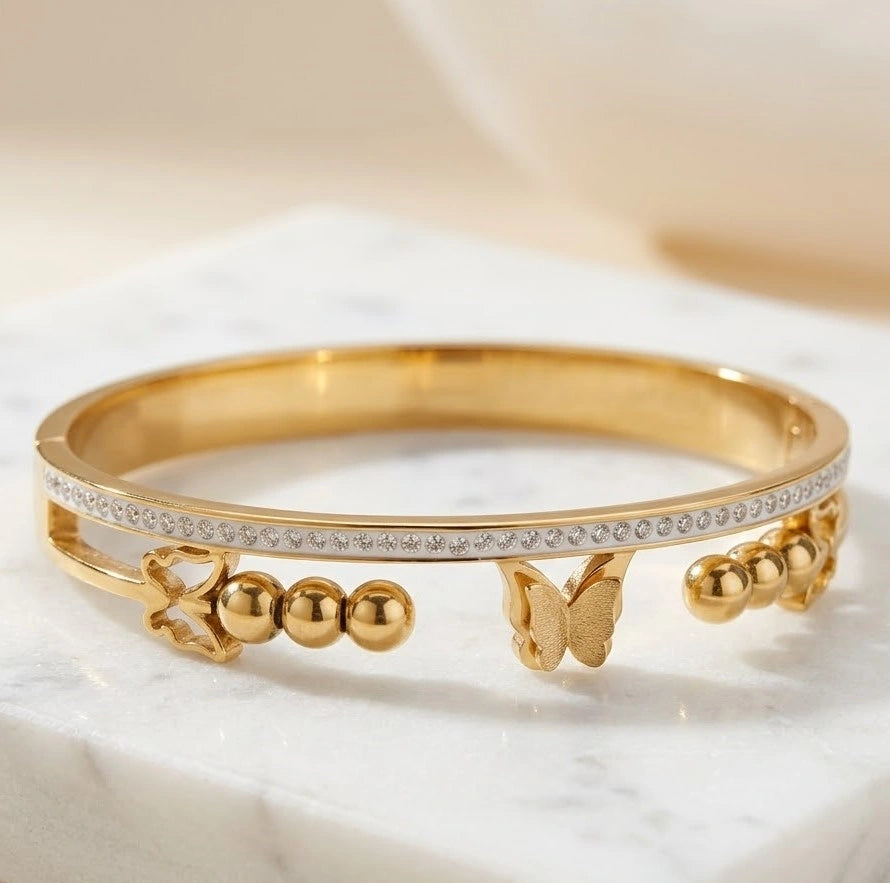 Crystal Butterfly Cuff Bracelet - Anti-Tarnish Fashion Jewelry for Women