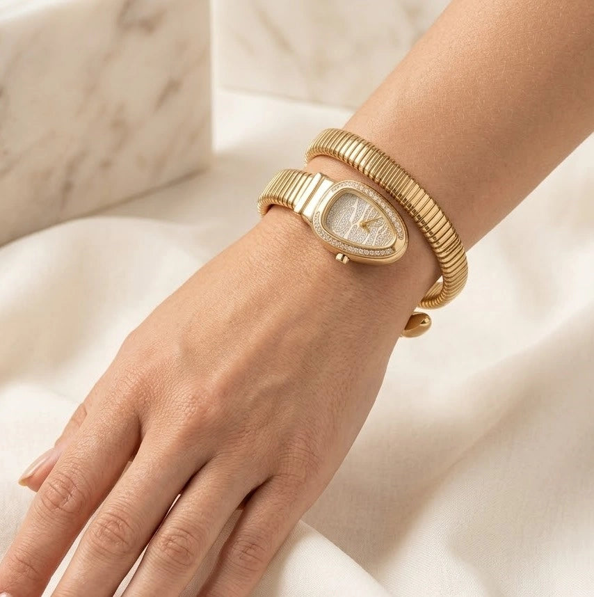 Serpenti Inspired Anti-Tarnish Gold Plated Wrap Watch