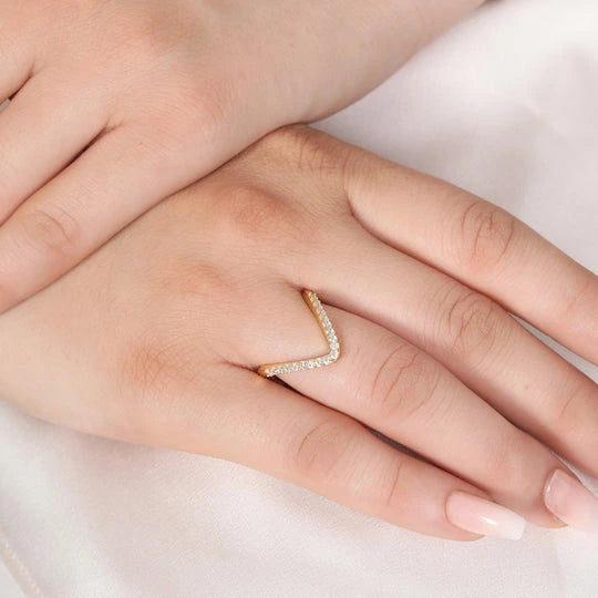 Chevron Ring - Adjustable V Shape Anti-Tarnish Finger Ring for Women