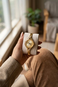 Elegant Gold Plated Crystal Watch for Women | Anti-Tarnish