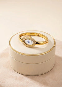 Elegant Marquise Dial Anti-Tarnish Gold Plated Bangle Watch for Women