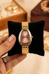 Moncheri Luxury Serpent Oval Watch - Anti-Tarnish Gold Plated with Blush Pink Dial