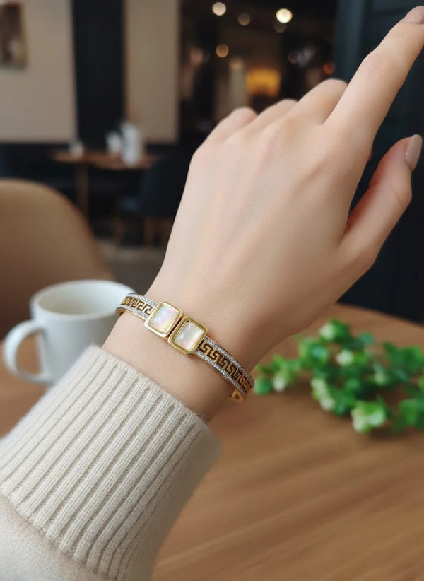 Luxury Waterproof Geometric Design Cuff Bracelet for Women