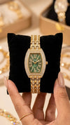 Premium Emerald Green Dial Anti-Tarnish Gold Plated Bracelet Watch for Women