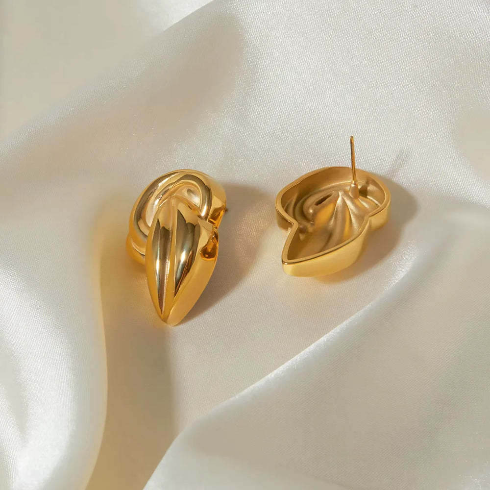 Twisted Knot Gold Plated Stud Earrings - Anti-Tarnish & Waterproof Statement Jewelry