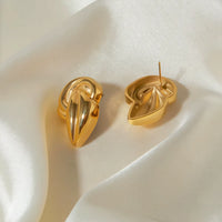Twisted Knot Gold Plated Stud Earrings - Anti-Tarnish & Waterproof Statement Jewelry