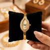 Premium Minimalist Oval Stone-Studded Anti-Tarnish Anti-Tarnish Gold Plated Watch for Women