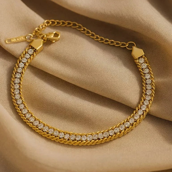 Vintage Rope Twist Crystal Tennis Bracelet | 18K Gold Plated Anti-Tarnish | Moncheri - MONCHERI