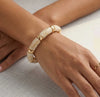 Beige Marble Effect Chunky Beaded Bracelet with Gold-Tone Accents