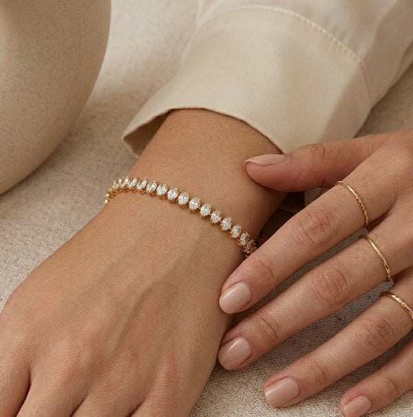 Isla Marquise Cut Tennis Bracelet | Anti Tarnish 18K Gold Plated
