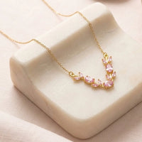 Anti-Tarnish Pink Floral Vine Necklace & Bracelet Set | High Quality Gold Plated Combo