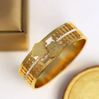 Medusa Motif Leaf Pattern Cuff Bracelet | Anti-Tarnish Gold Plated Crystal Bangle for Women