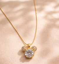 Mickey Inspired AD Stone Pendant | Anti-Tarnish Gold Plated Necklace for Women & Girls
